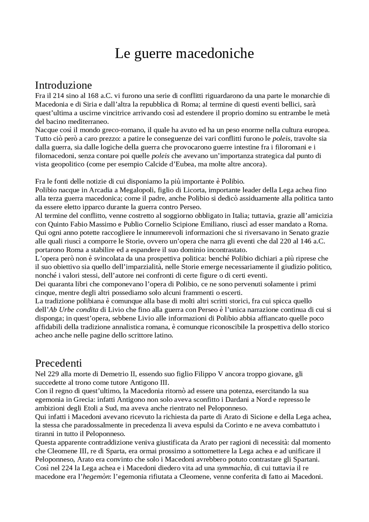 Le guerre macedoniche Docsity