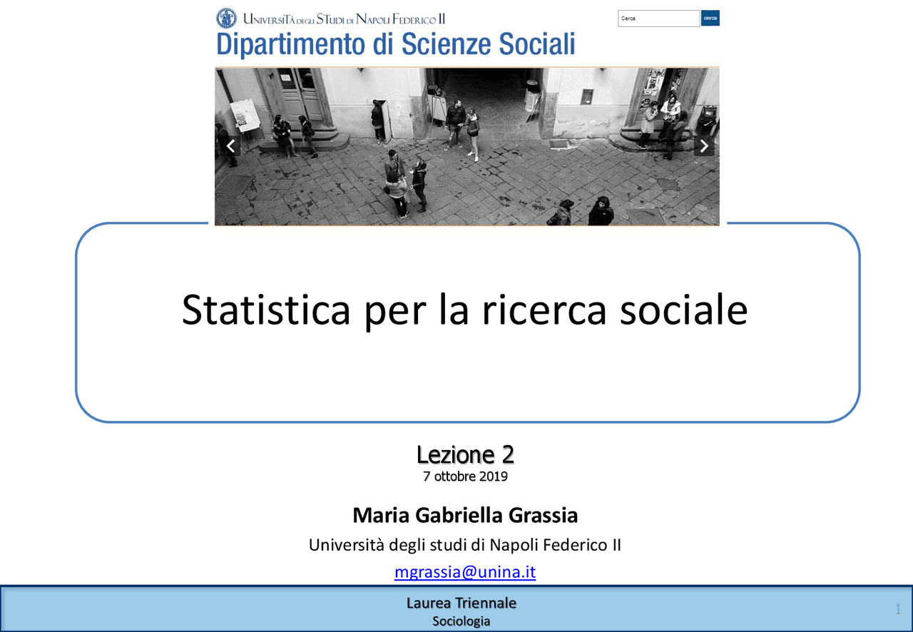 Statistica per le scienze sociali - Docsity