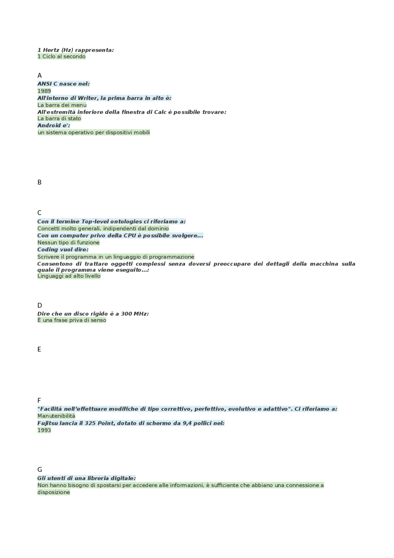 Test informatica - pegaso - Docsity