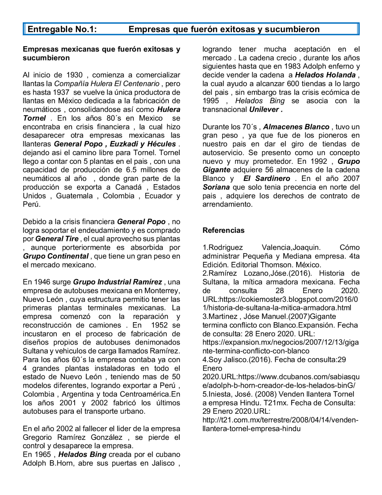 Empresas mexicanas que tuvieron exito y sucumbieron Docsity