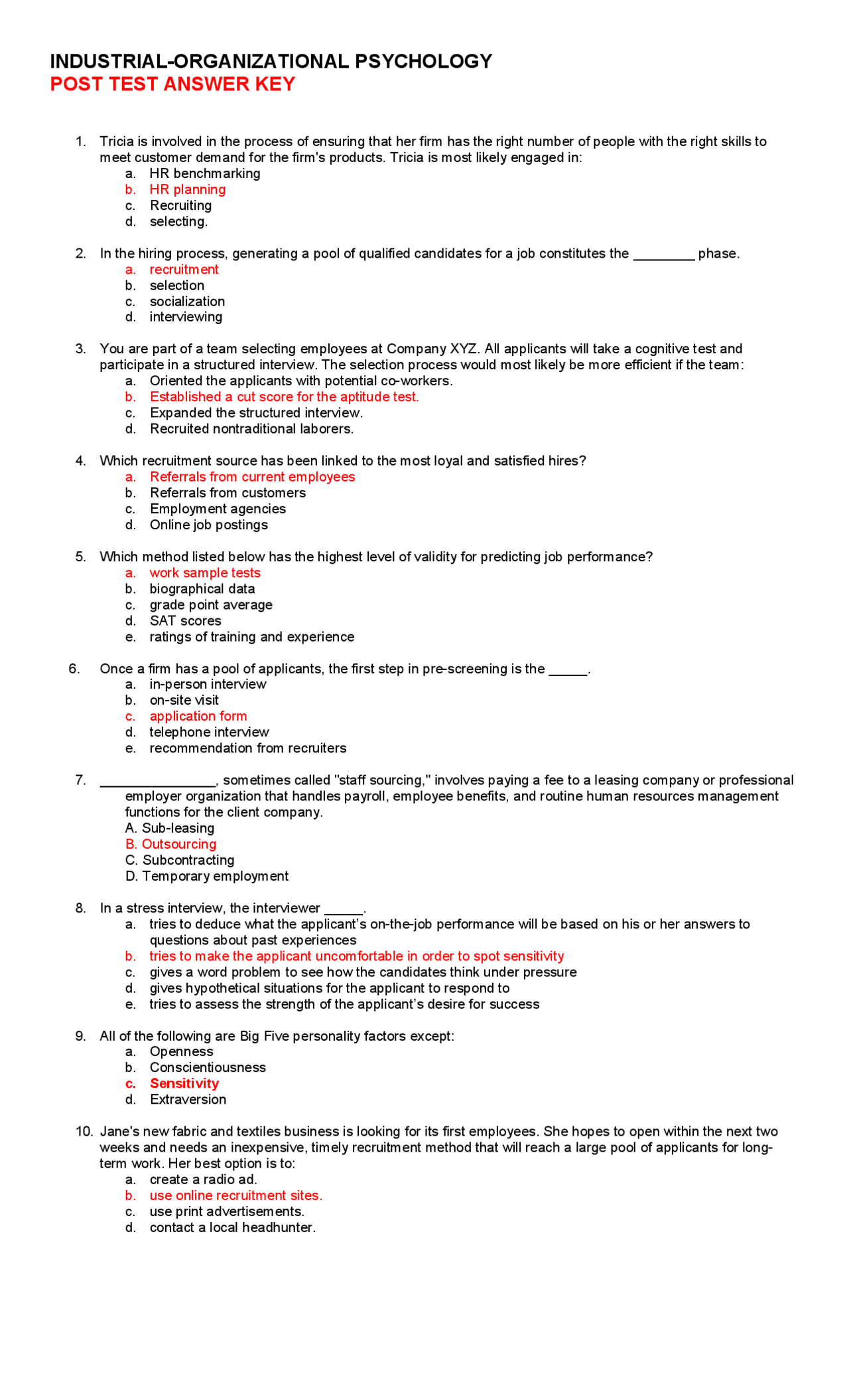 Question + Answer Key - Docsity