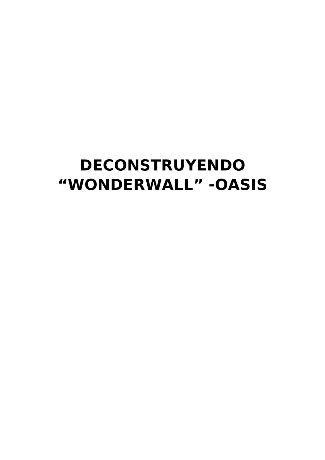 Análisis de la canción wonderwall - Docsity