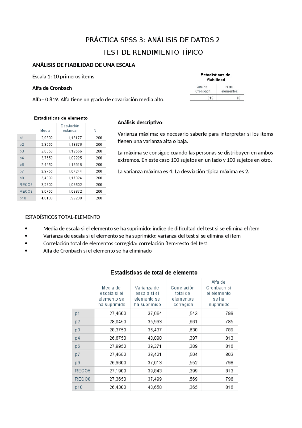 Práctica SPSS Psicometría - Docsity