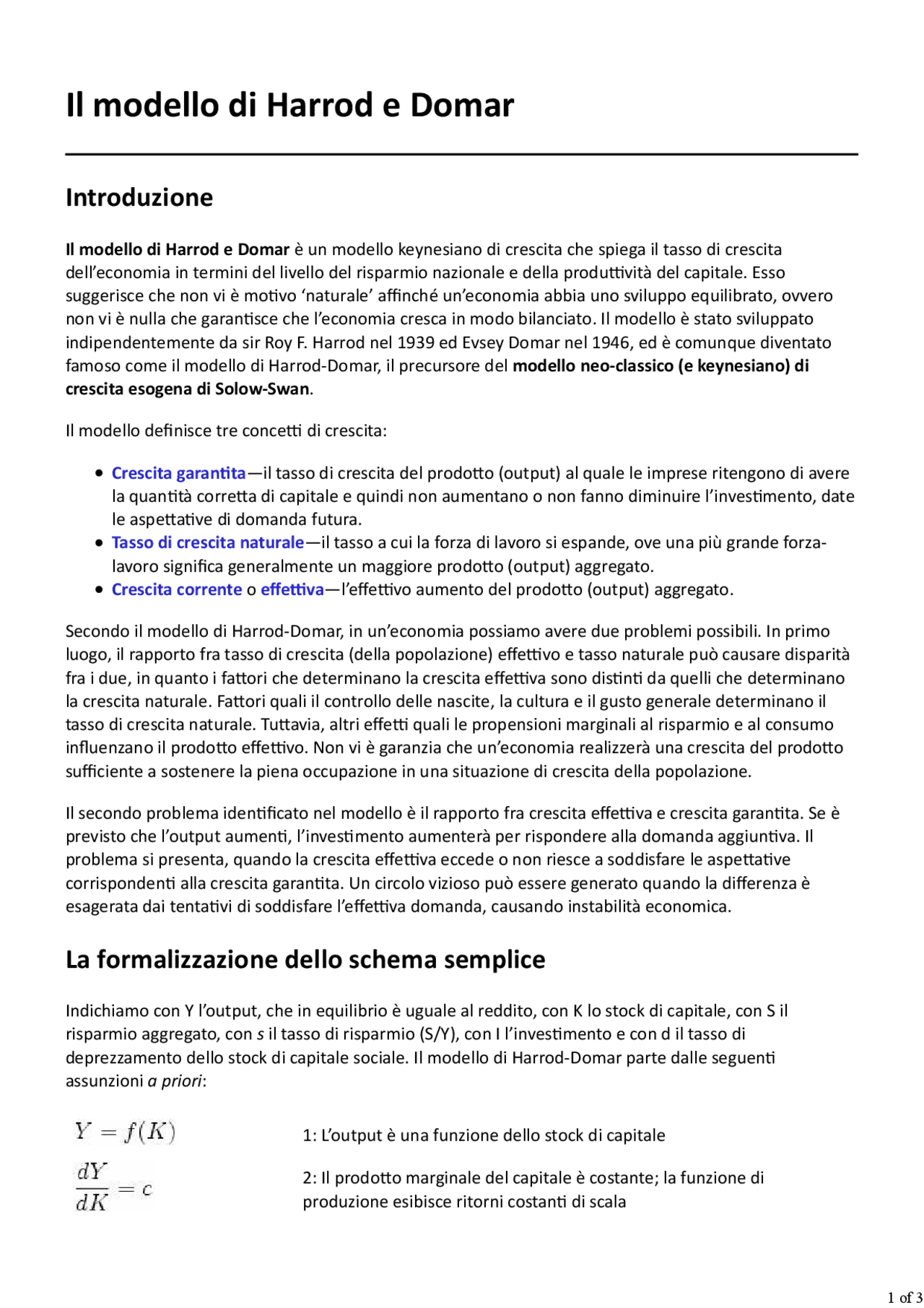 Modello harrod domar Docsity