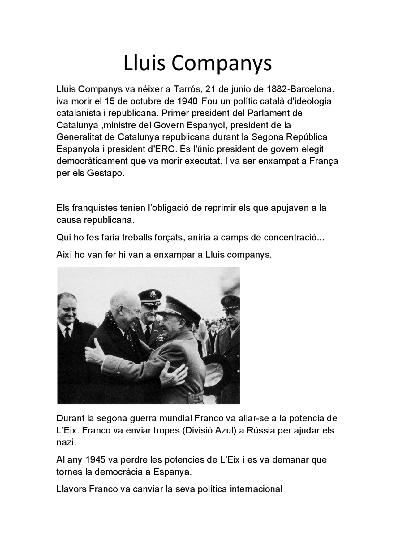 Historia de España Lluís Companys - Docsity