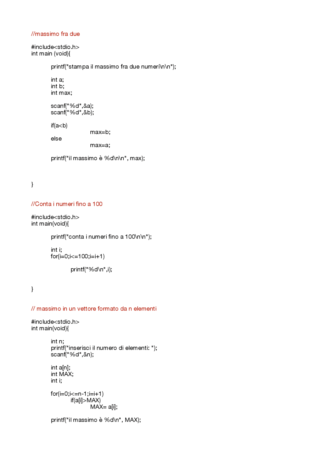 Esempi di algoritmi in C - Docsity