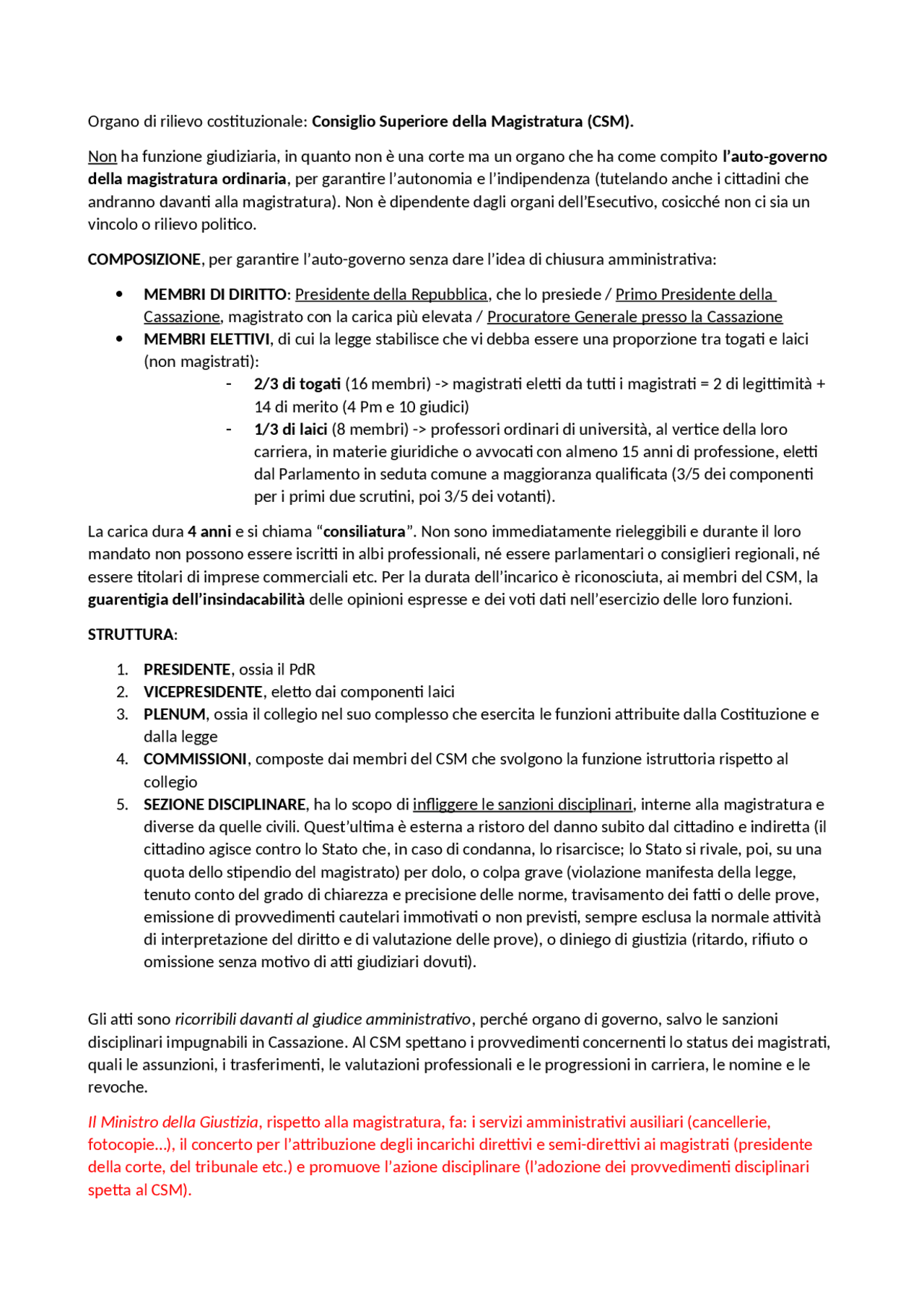 Il Consiglio Superiore Della Magistratura Docsity