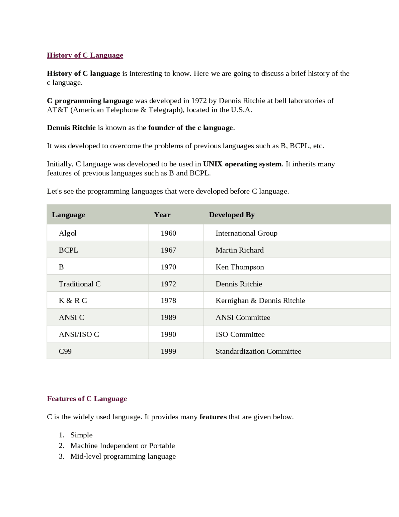 C notes with all the topics | Lecture notes Engineering - Docsity