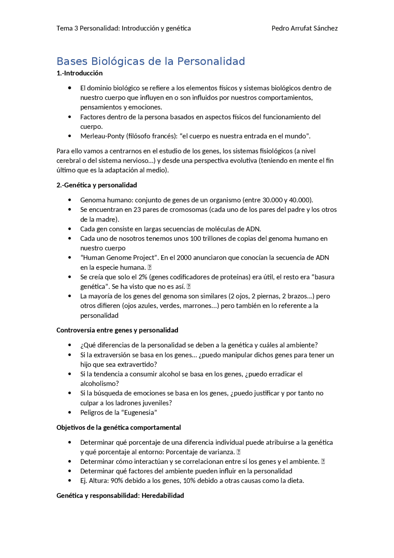 Bases Biológicas de la Personalidad Docsity