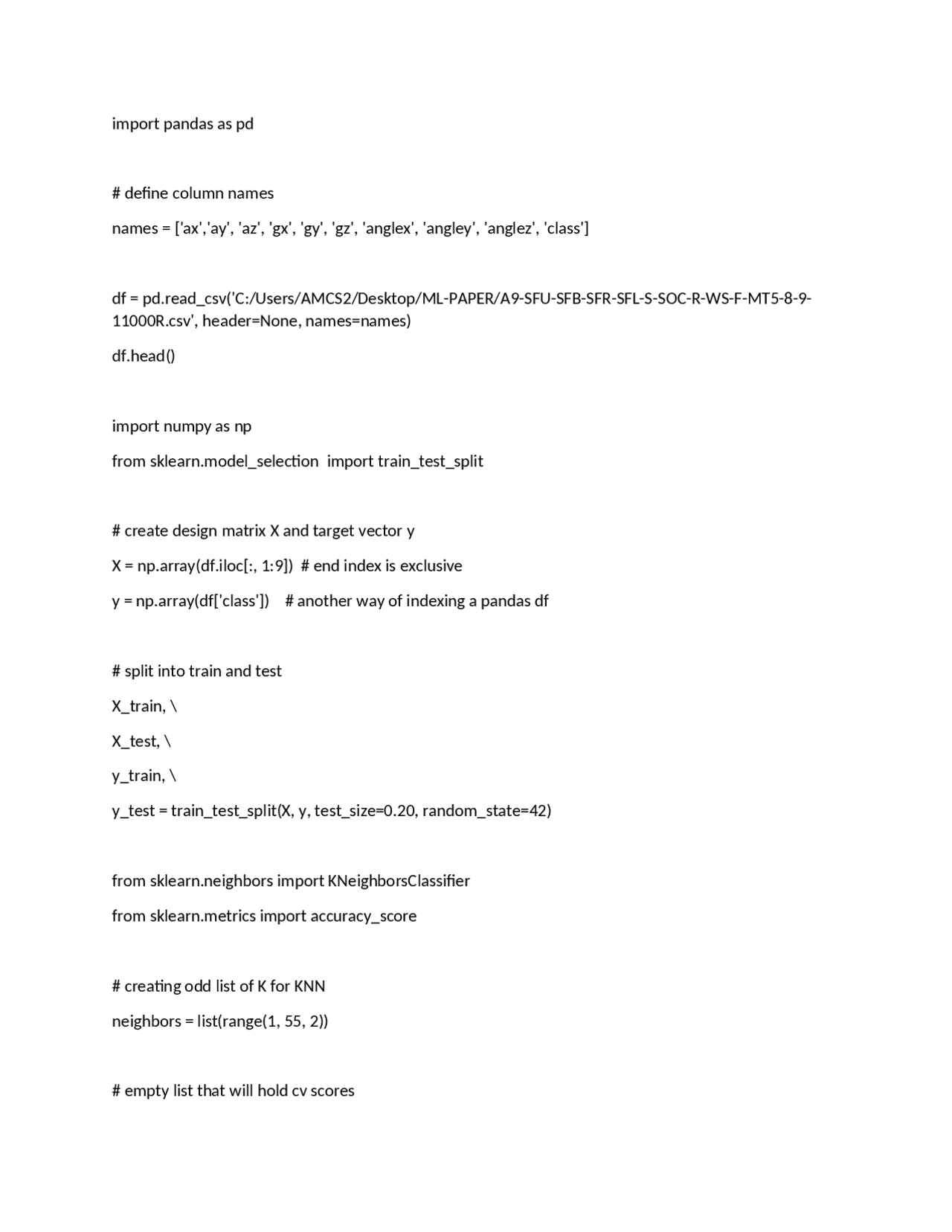 KNN Algorithm in Python - Docsity