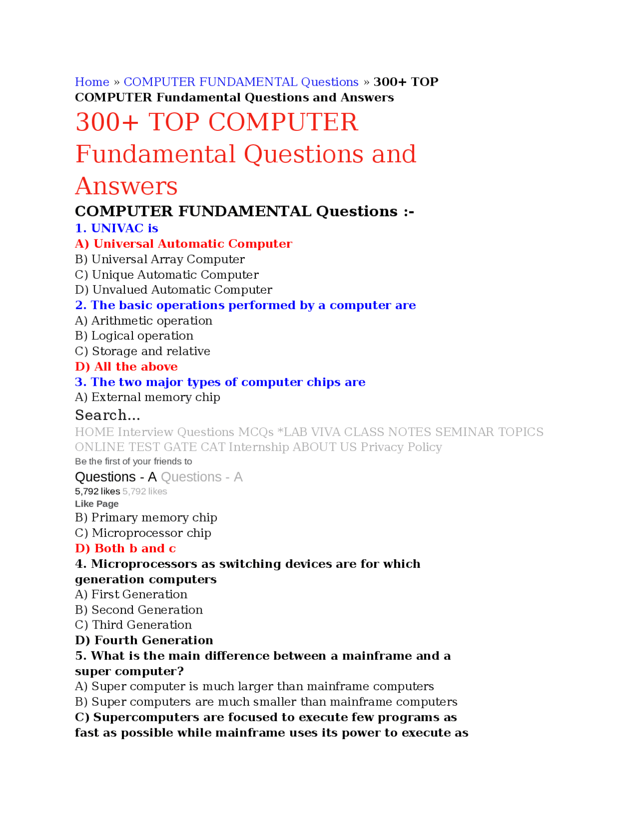 Multiple Choice On Computer Image Computer Fundamental Multiple Choice Questions - Docsity