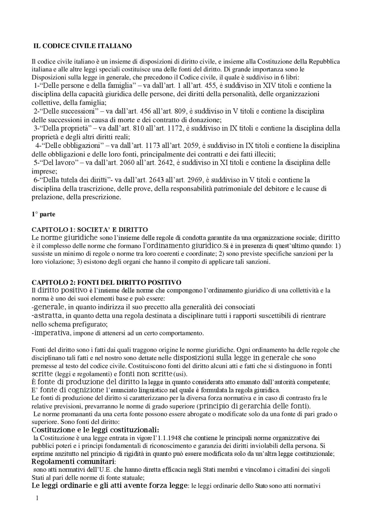 CODICE CIVILE ITALIANO Docsity