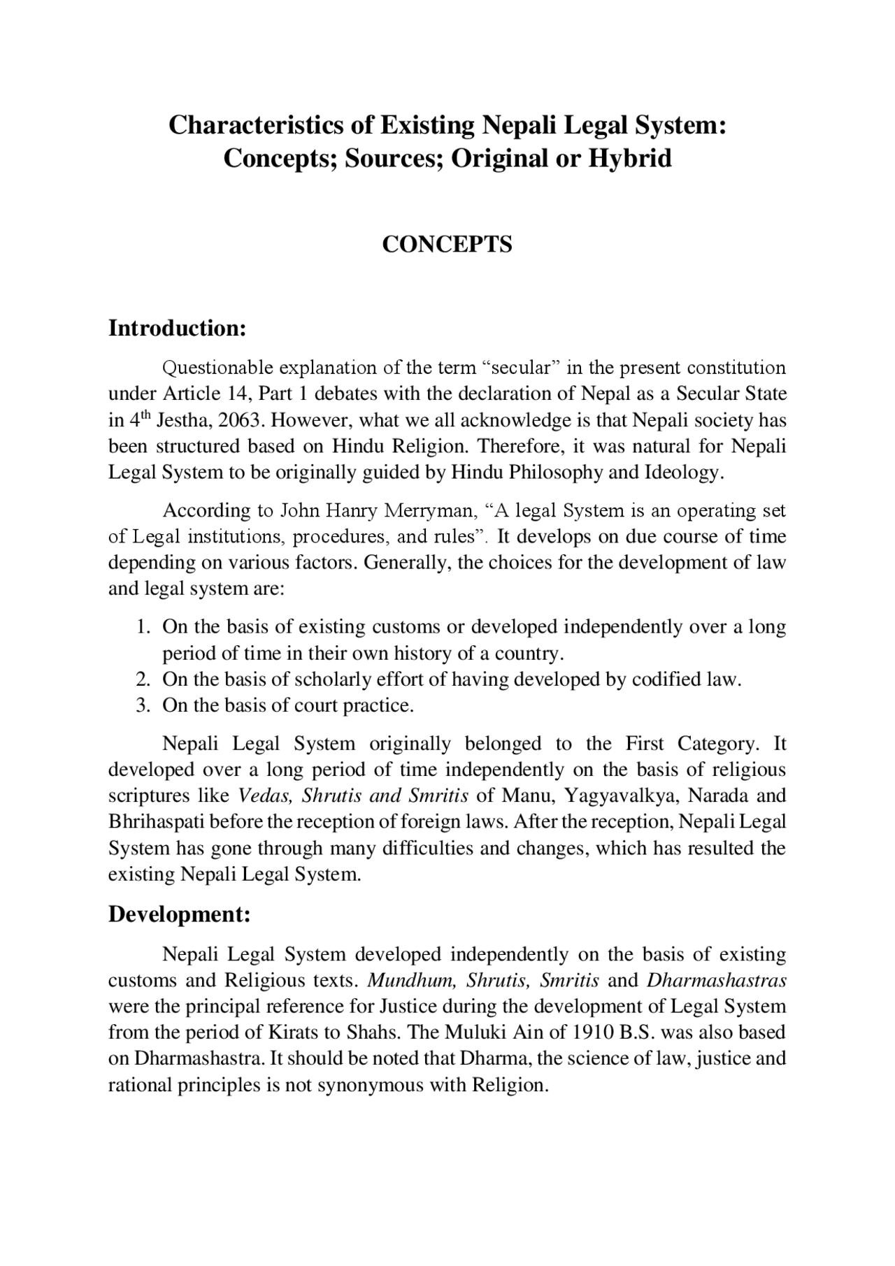 Present Nepalese Law System Docsity
