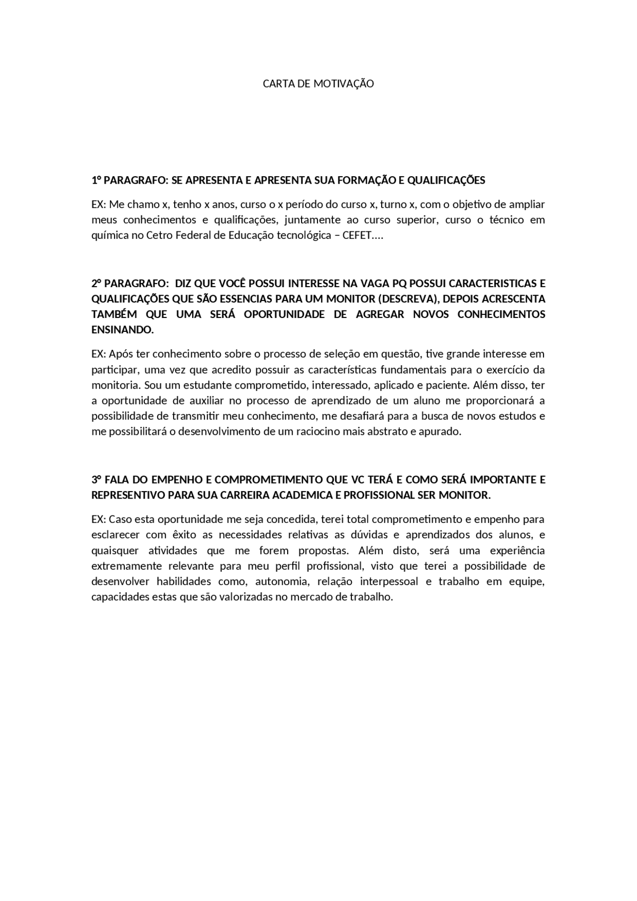 Carta de Motivação Para Emprego Docsity