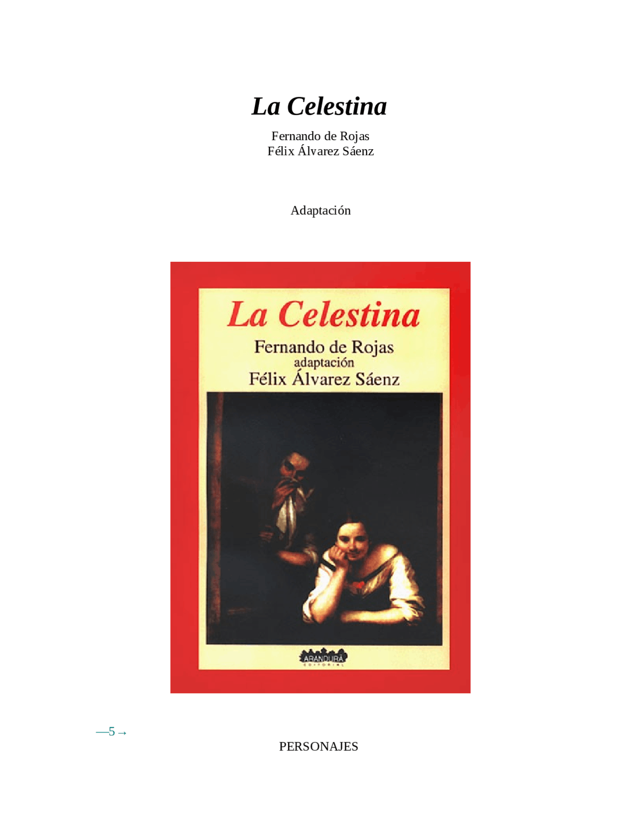 La Celestina Obra De Fernando Rojas Adaptada Docsity