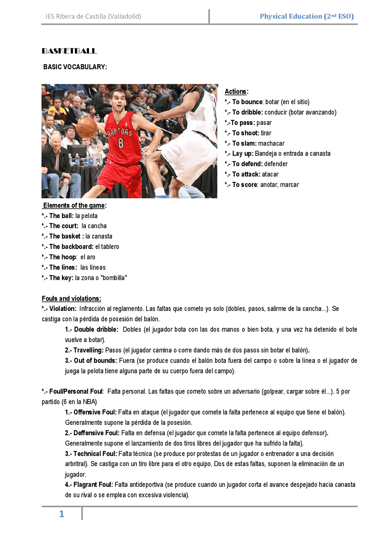 Basketball class notes - Docsity