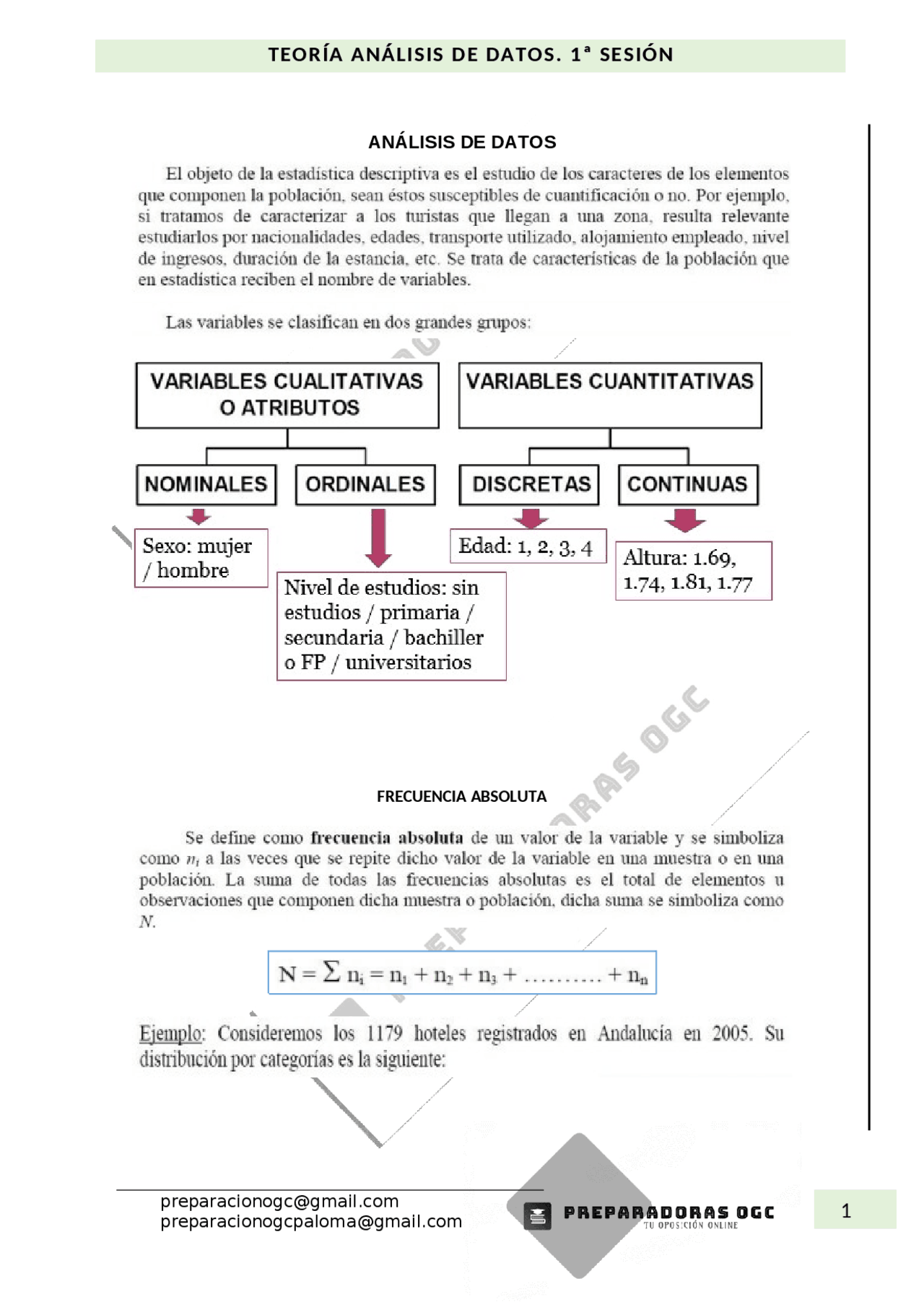 Análisis de datos parte uno de seis - Docsity