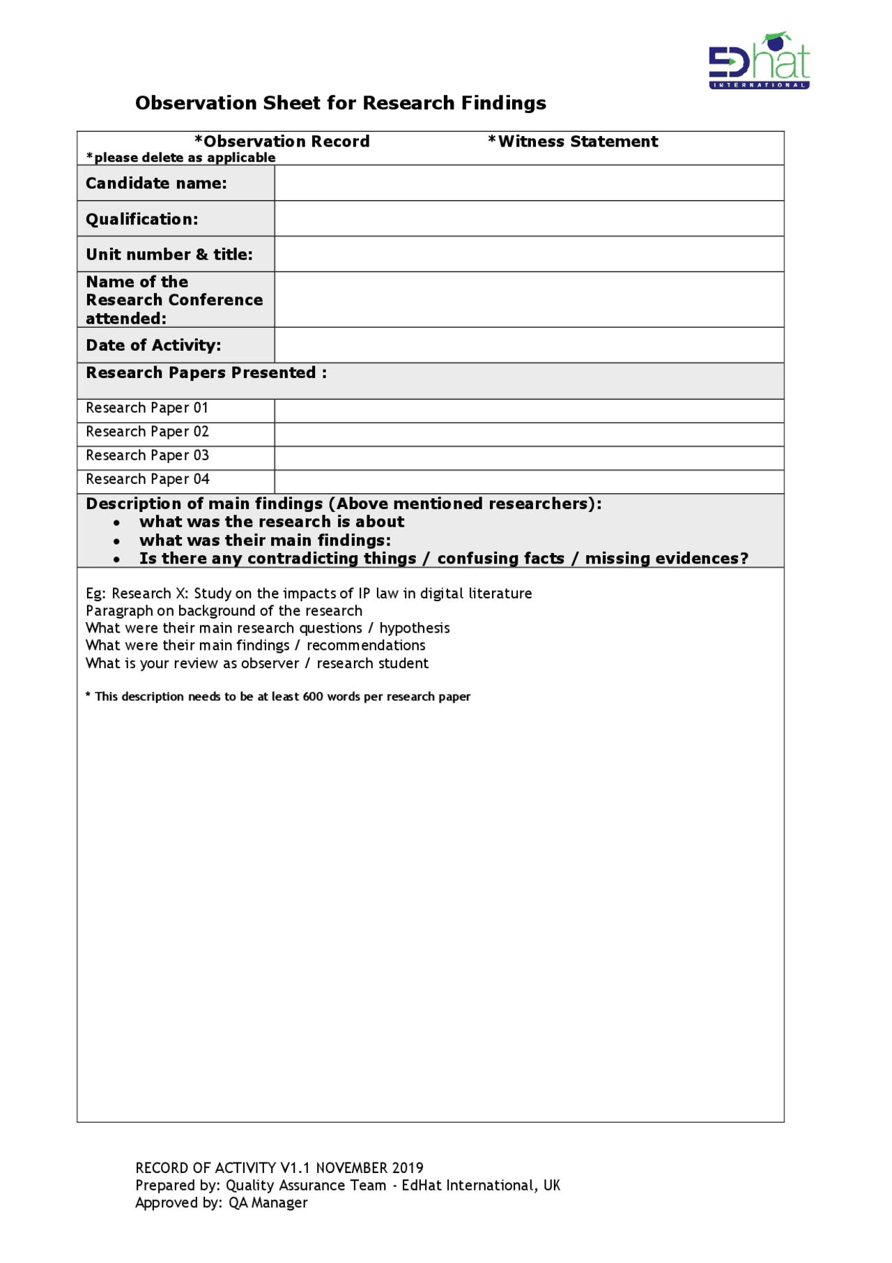 Research Verification Document - Docsity