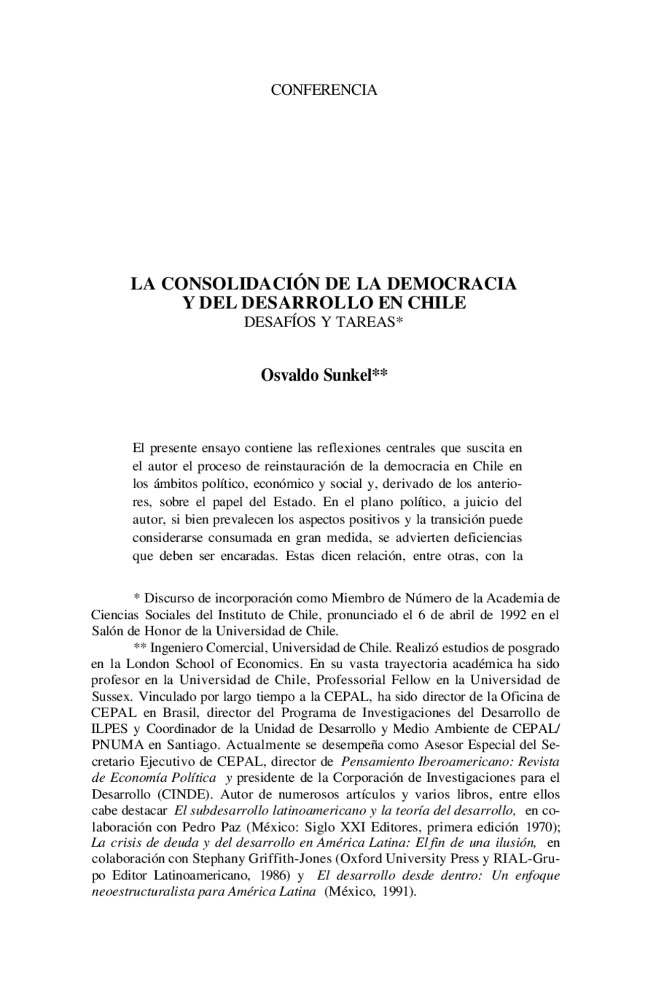 LA CONSOLIDACIÓN DE LA DEMOCRACIA Y DEL DESARROLLO EN CHILE - Docsity