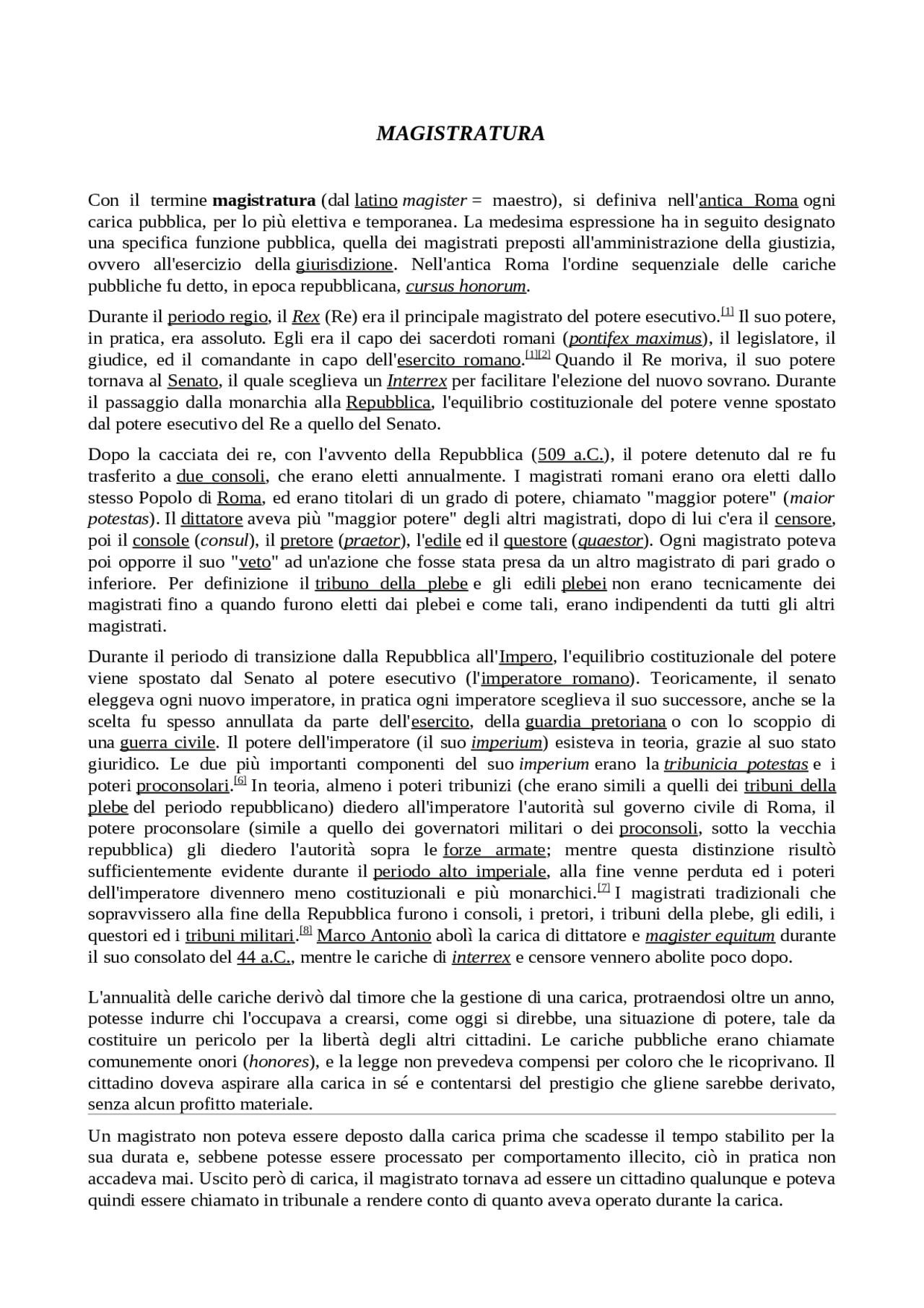 La magistratura romana Docsity