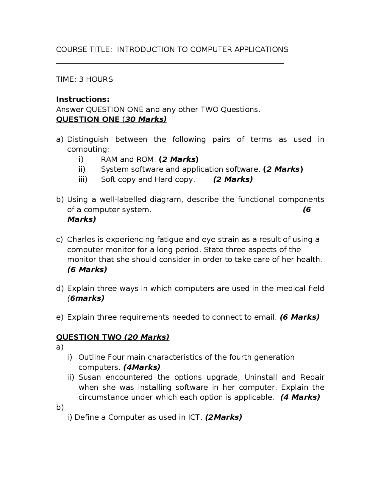 INTRODUCTION TO COMPUTER APPLICATIONS - Docsity