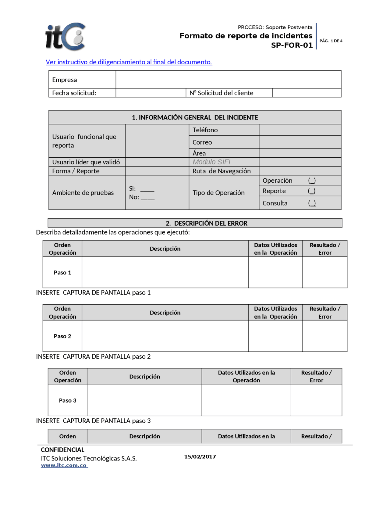 modelo de carta de reporte de incidente