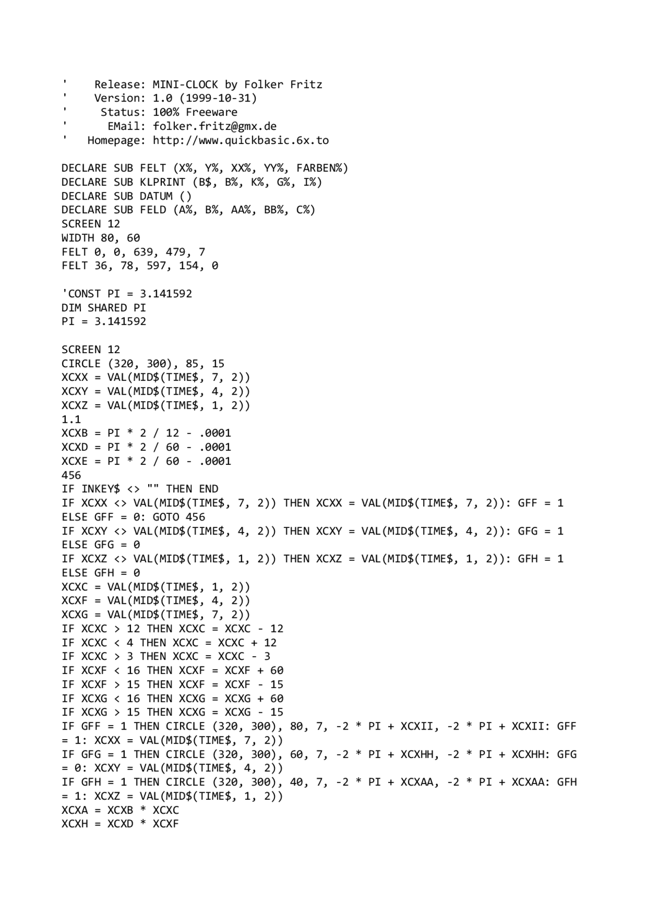 Mini Clock Source code - Docsity