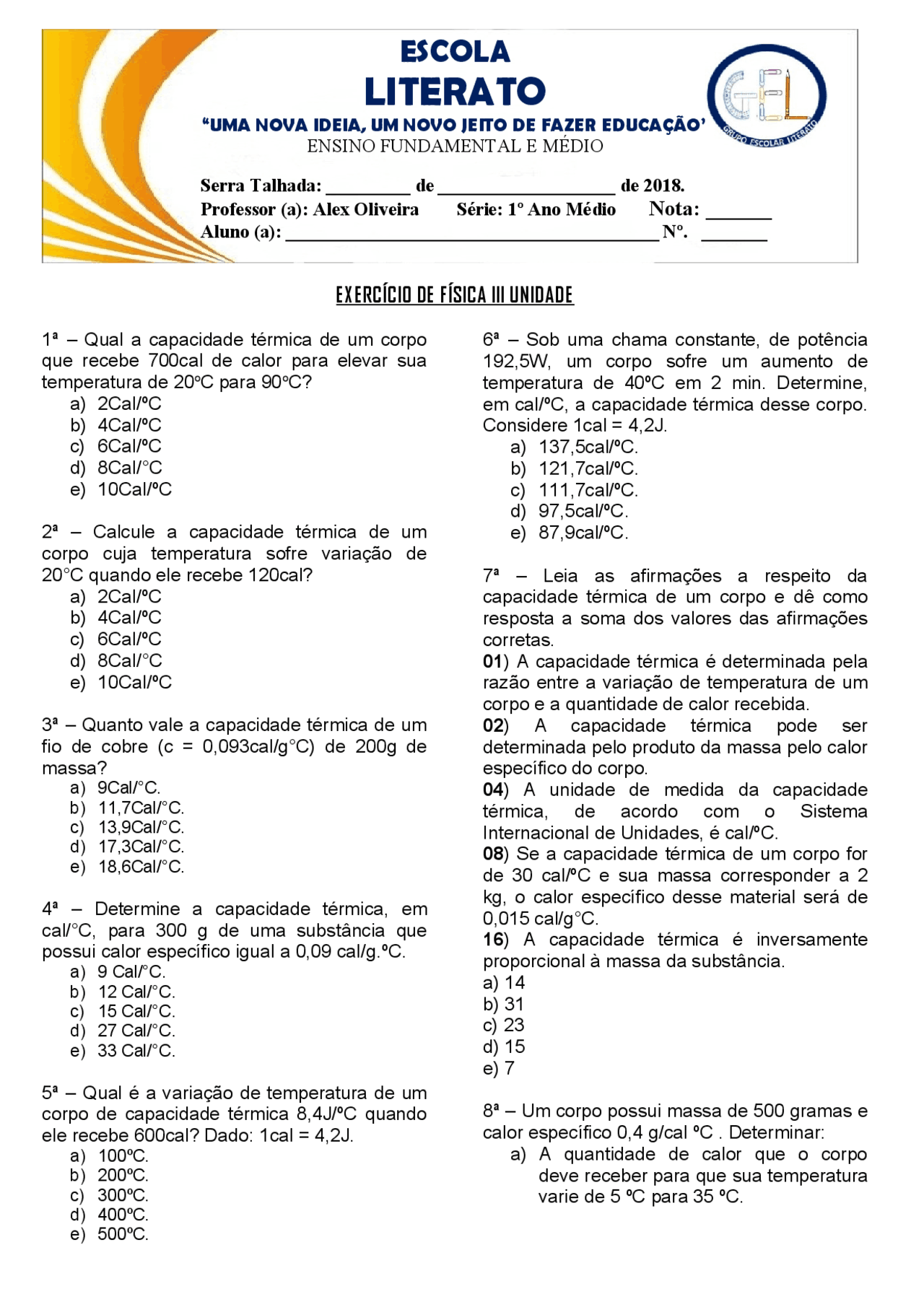 Banco de Questões de Física - Docsity