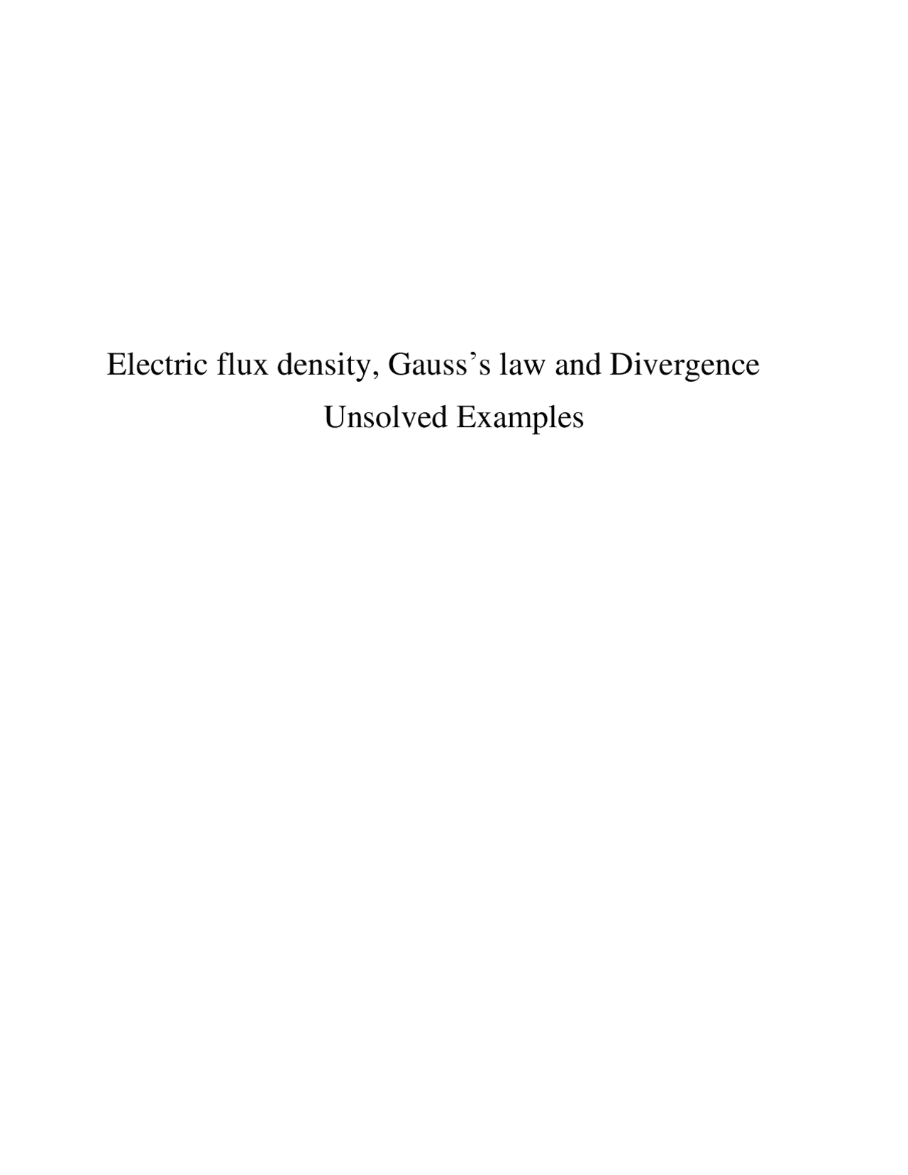 EMF Electric Flux Density Gauss law and Divergence homework | Exercises ...