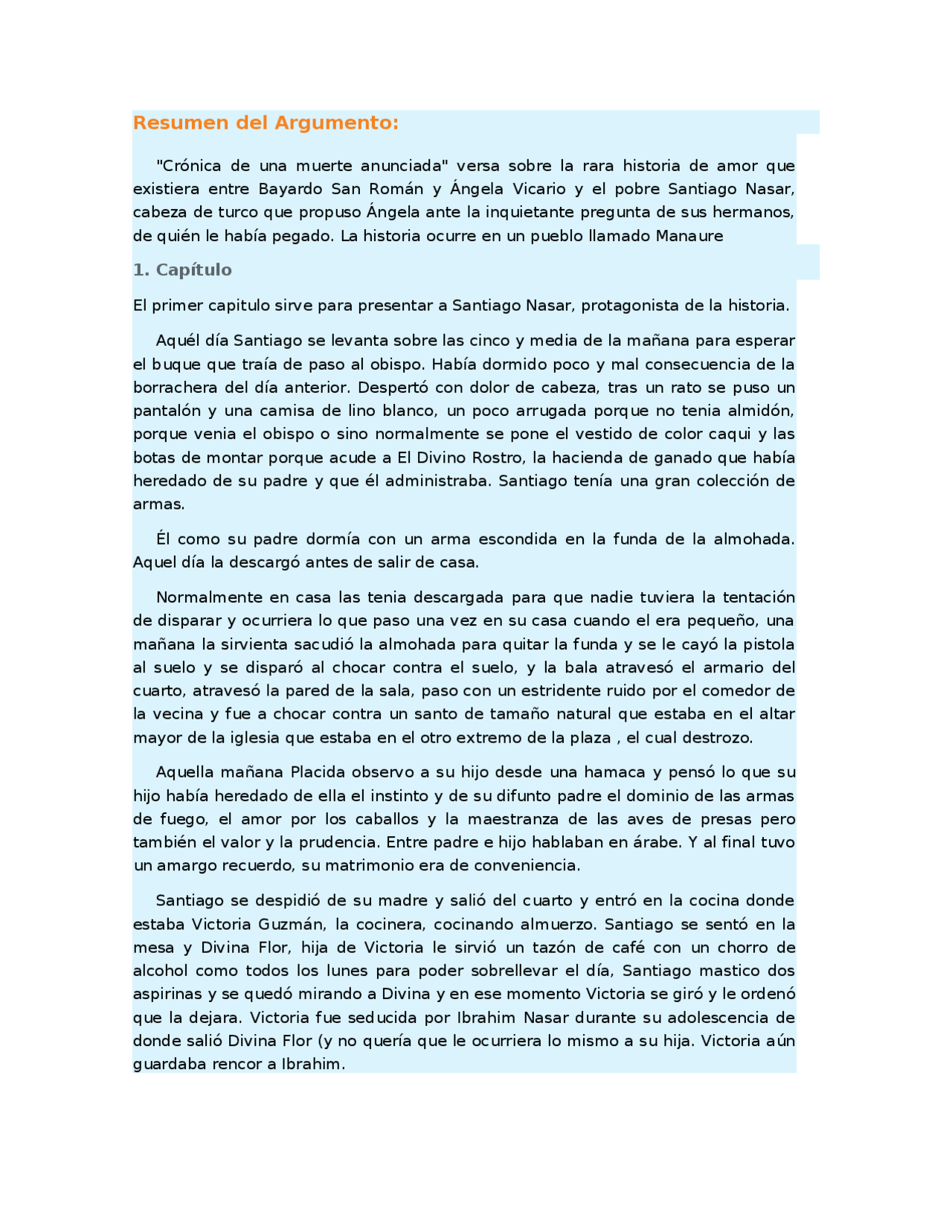 Cronica De Una Muerte Anunciada Docsity