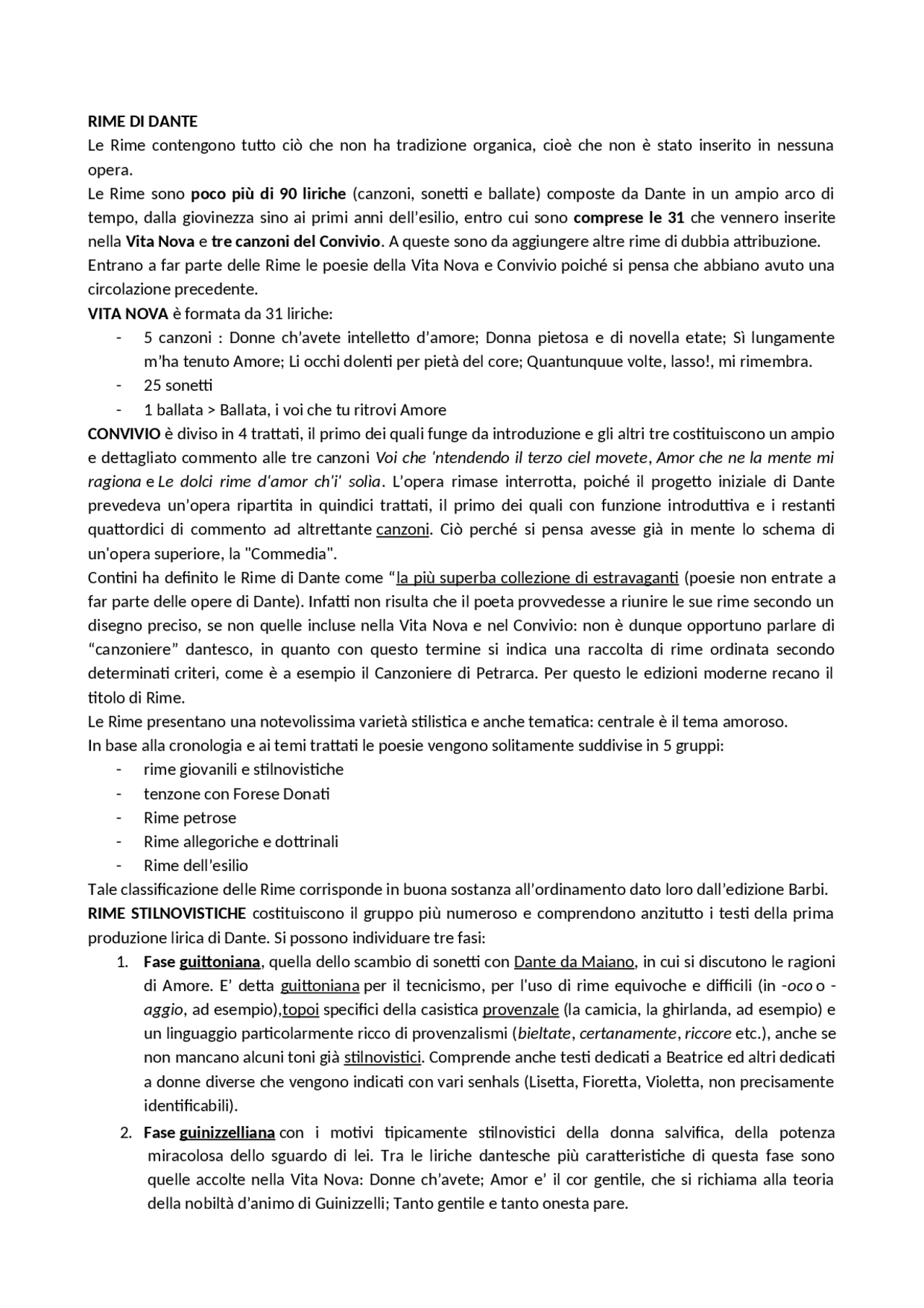 Spiegazione delle opere in rima di Dante - Docsity