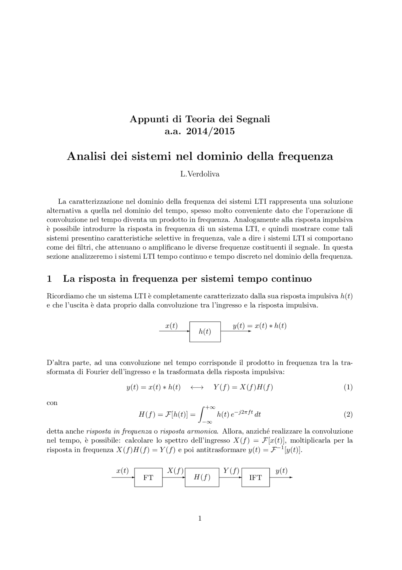 Analisi dei segnali nel dominio della frequenza Docsity