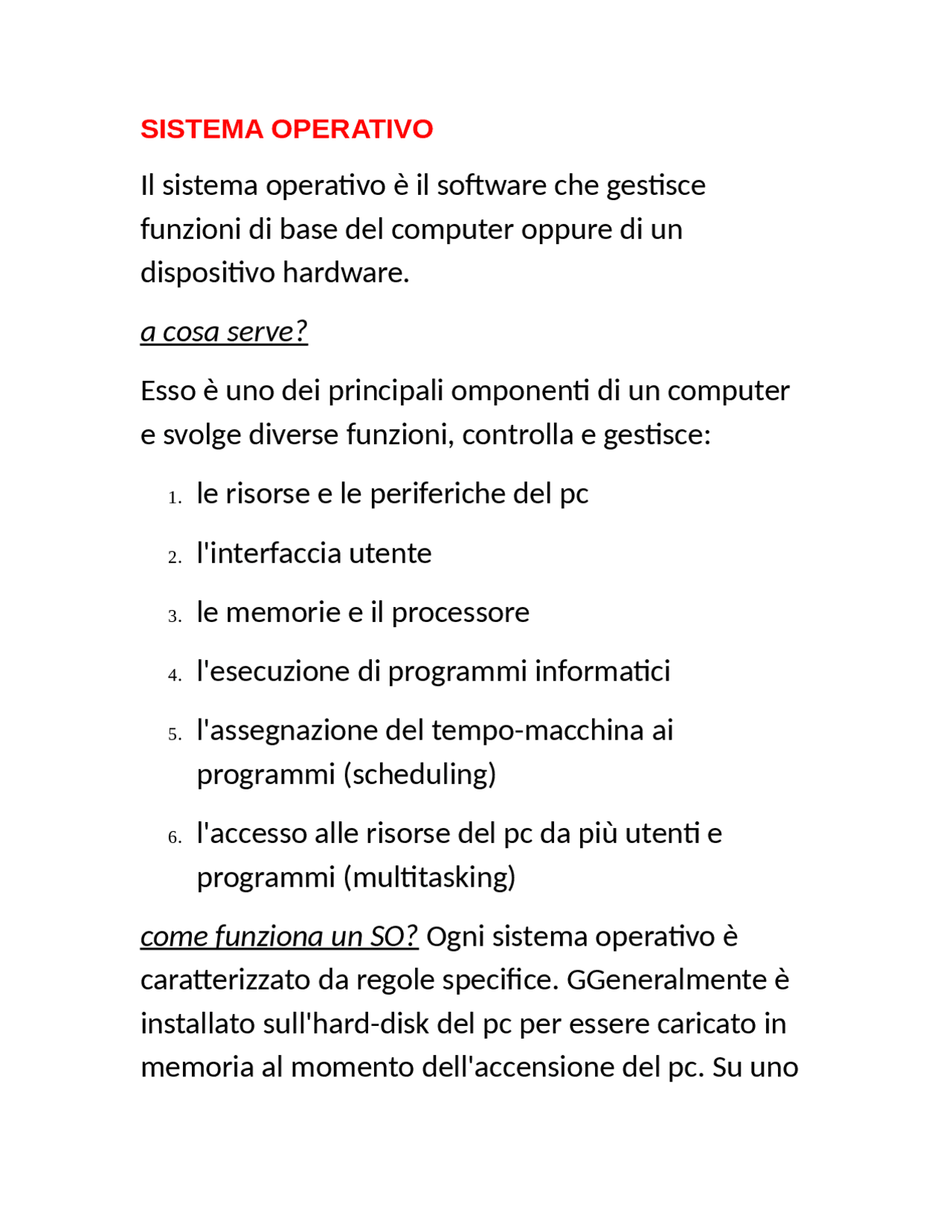IL SISTEMA OPERATIVO - Docsity