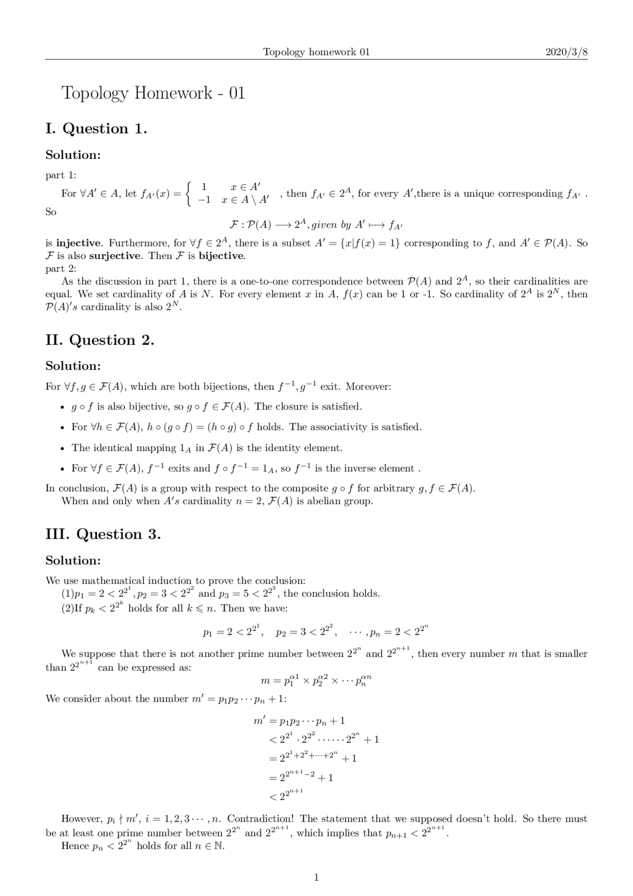 Topology Math Homework Topology homework for Munkres | Exercises Topology | Docsity