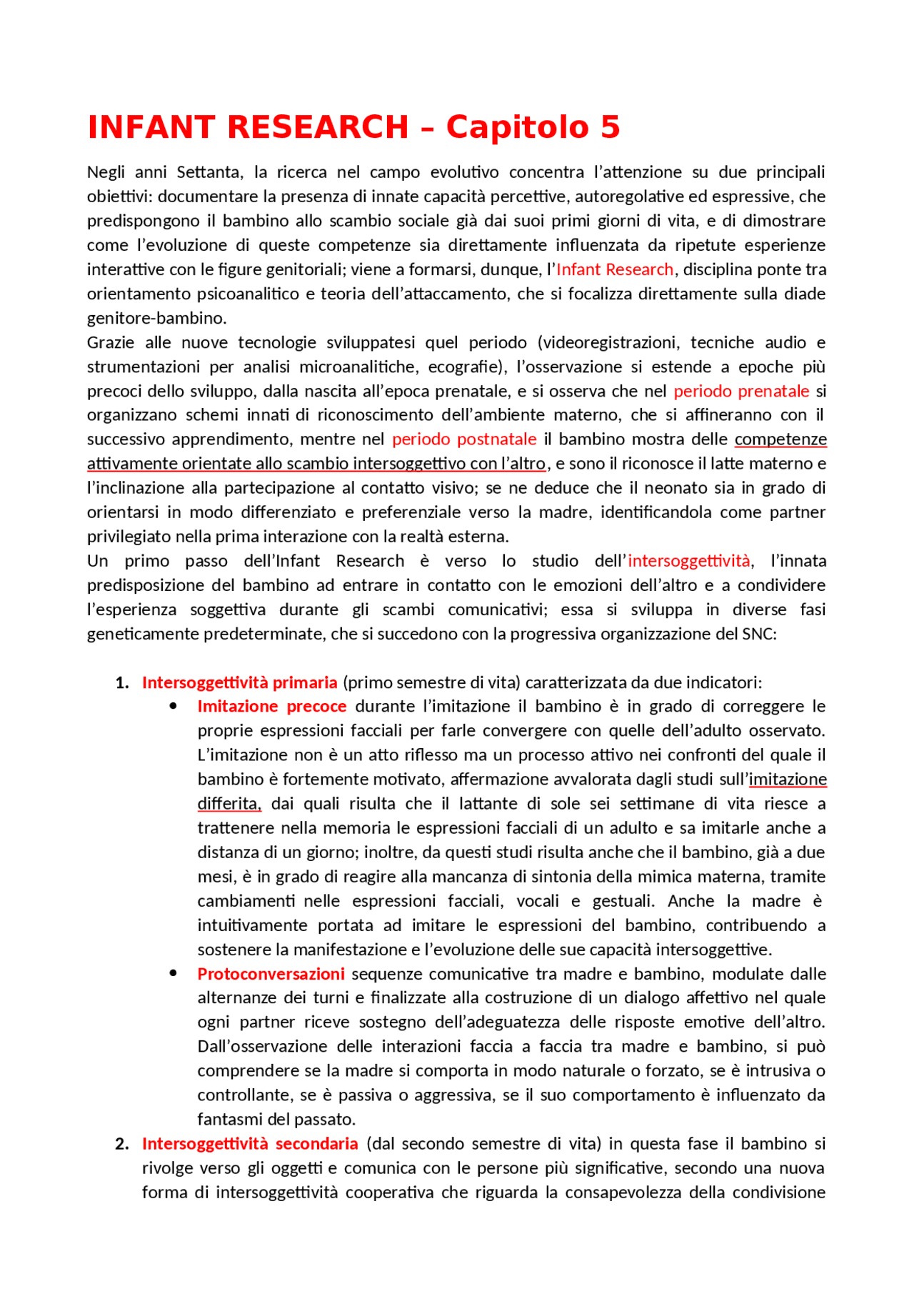 INFANT RESEARCH HOME VISITING MODELLI PSICOLOGIA DINAMICA Docsity