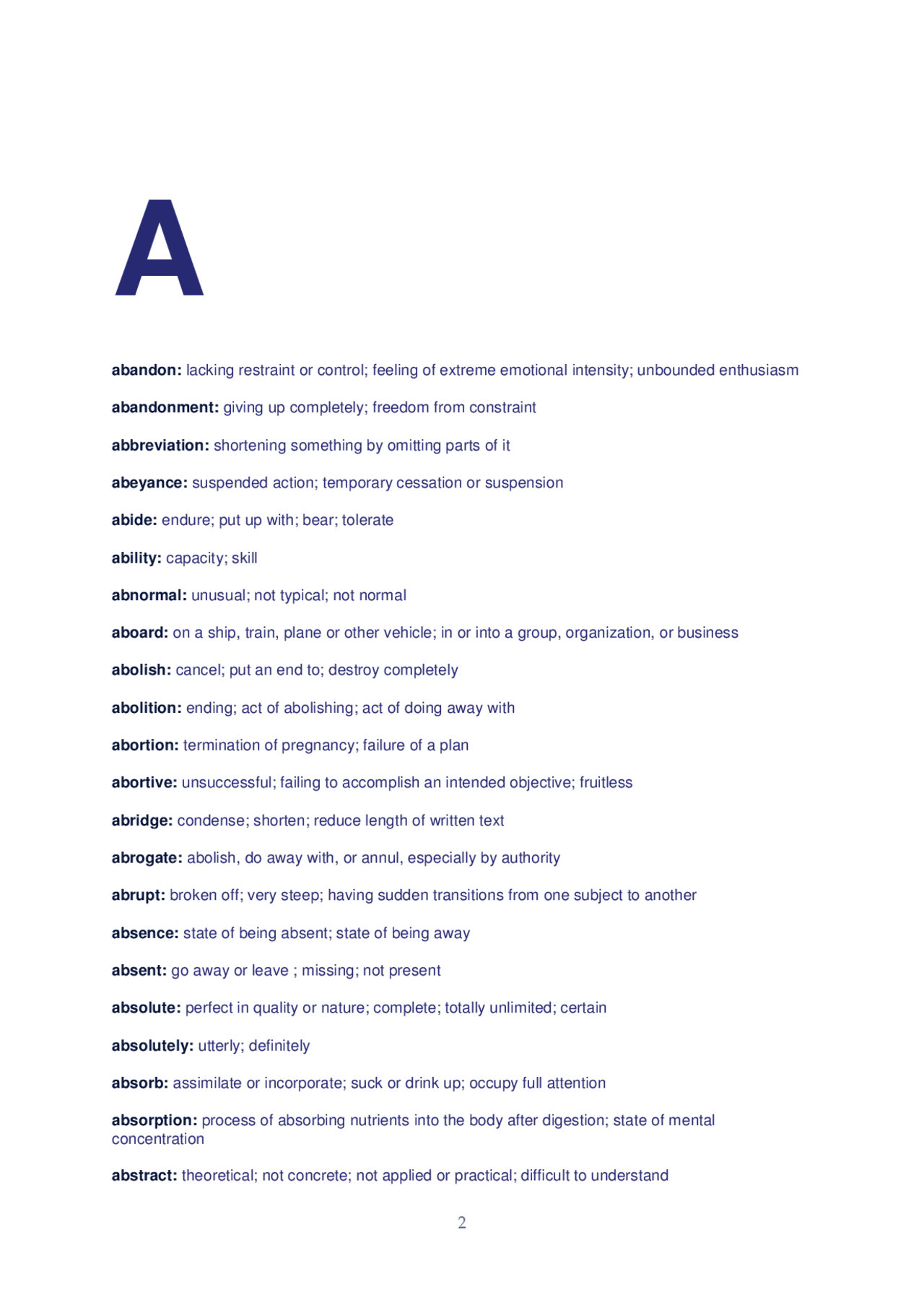 Reading and writing vocabulary Docsity