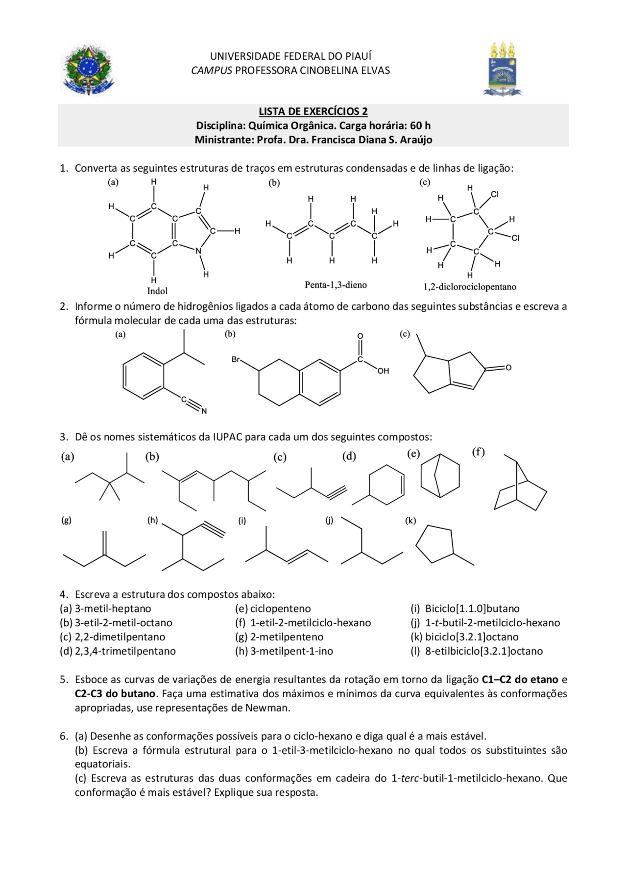 Lista de exercicio sobre grupos funcionais | Exercícios Química ...
