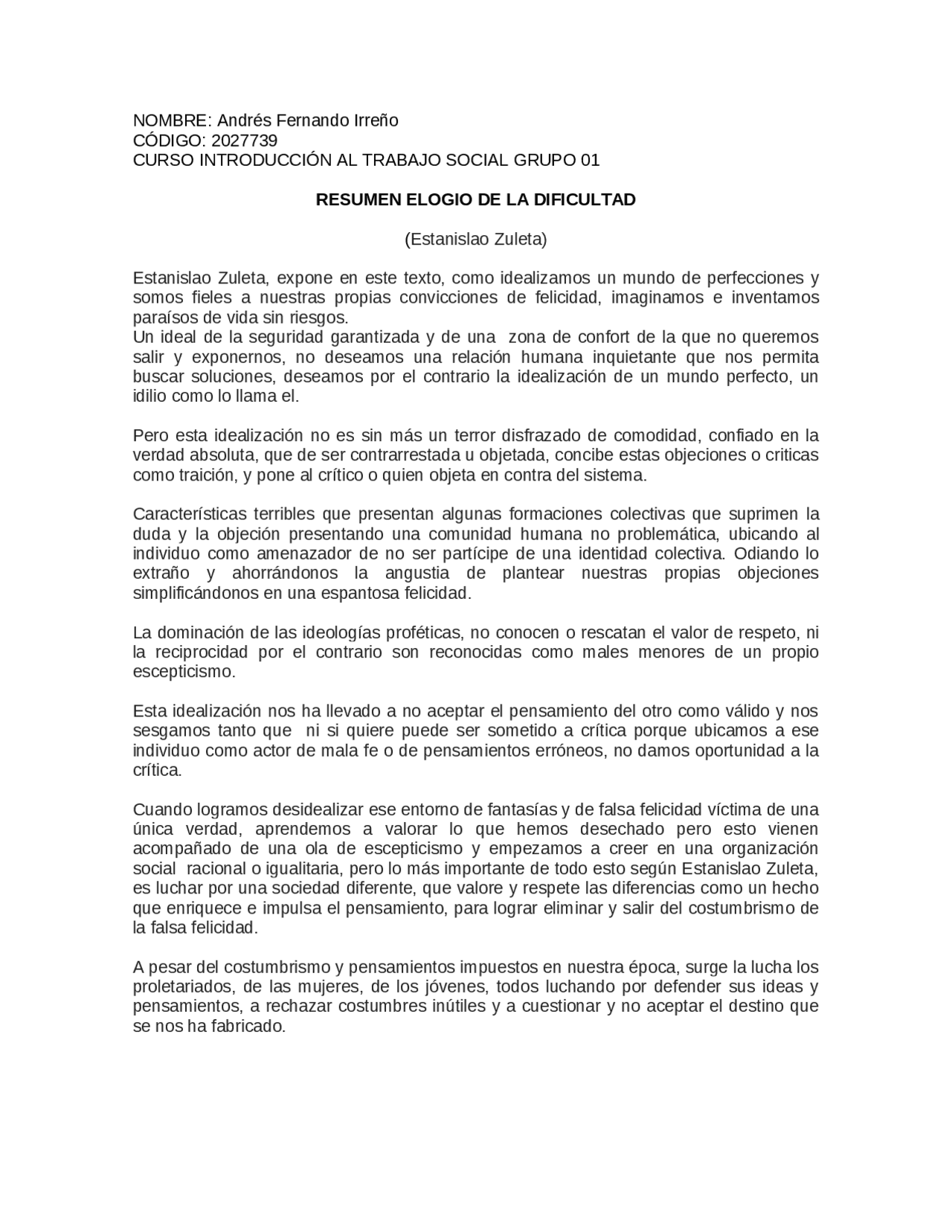 Resumen Elogio De La Dificultad Docsity