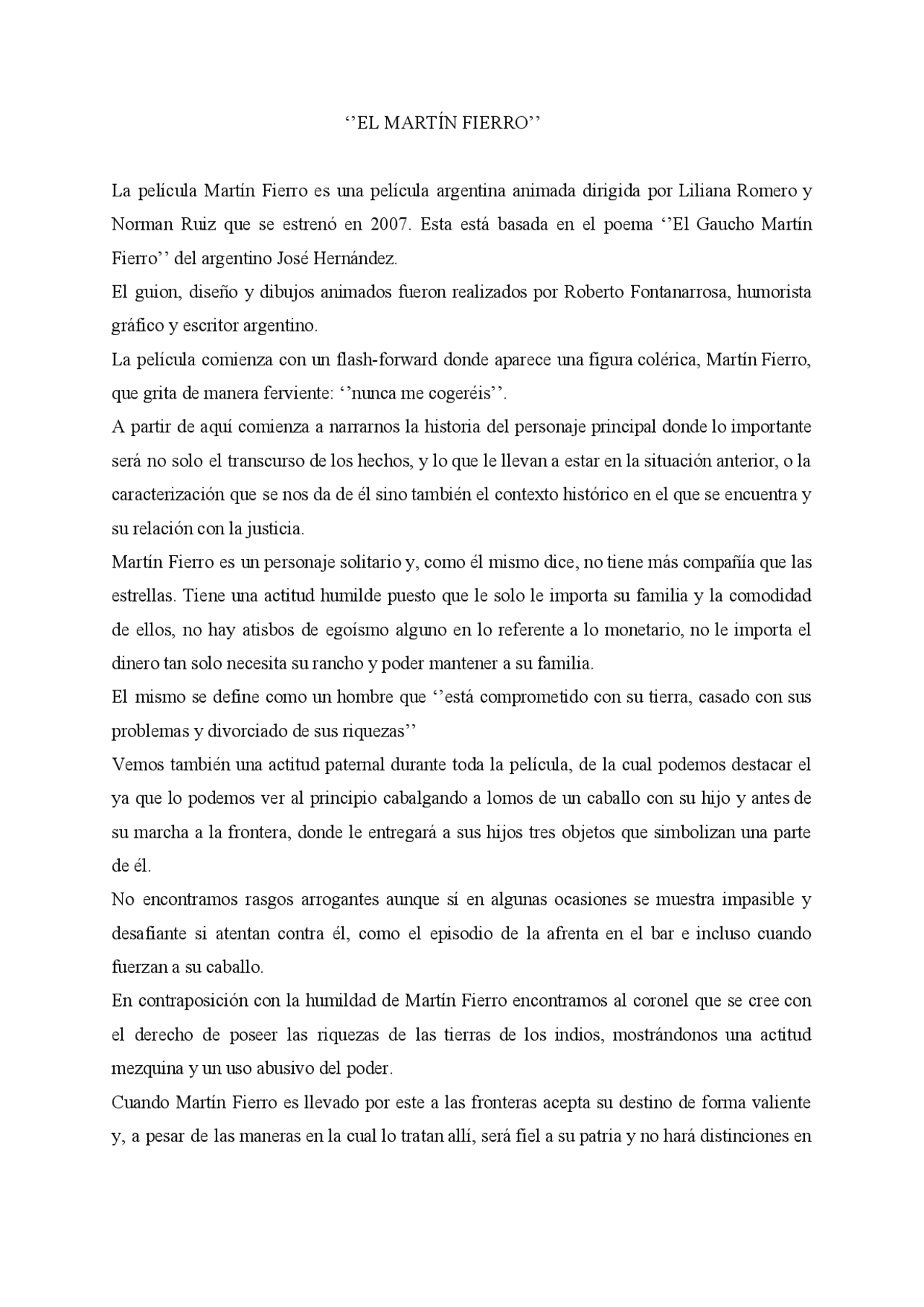 Resumen Martin Fierro Presentado Por Presentado A Colegio Luz A Las Naciones