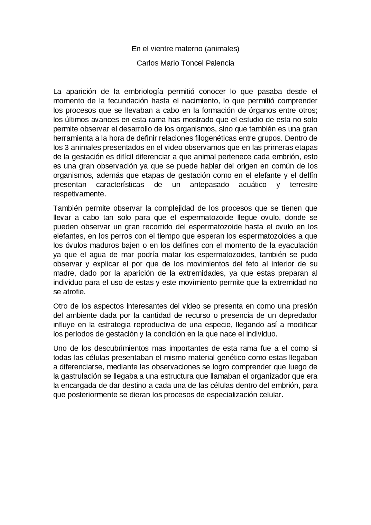 Resumen De Video En El Vientre Materno Docsity