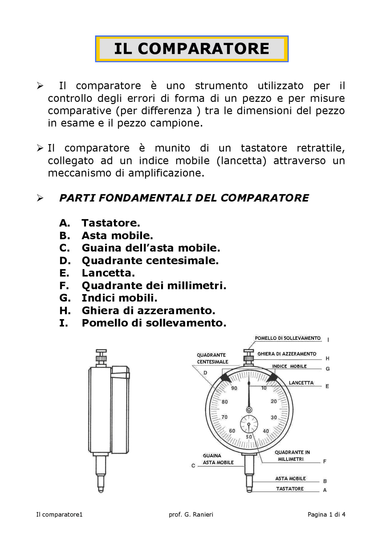 Il comparatore è le sue funzionalità - Docsity