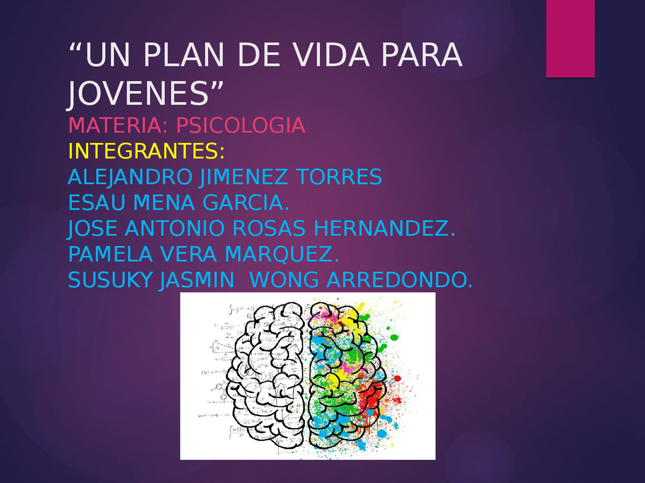 Un plan de vida para jóvenes | Diapositivas de Psicología | Docsity