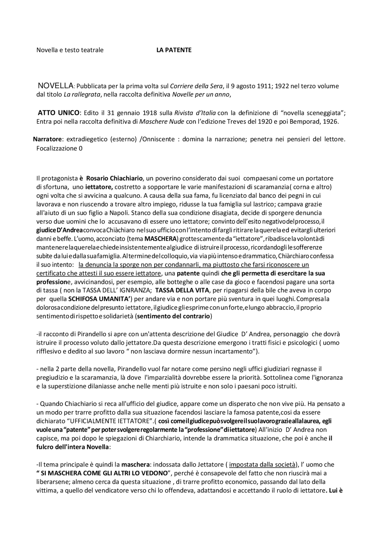 La Patente Pirandello Novella E Testo Teatrale Sintesi Del Corso La Patente Pirandello Novella E Testo Teatrale Sintesi Del Corso