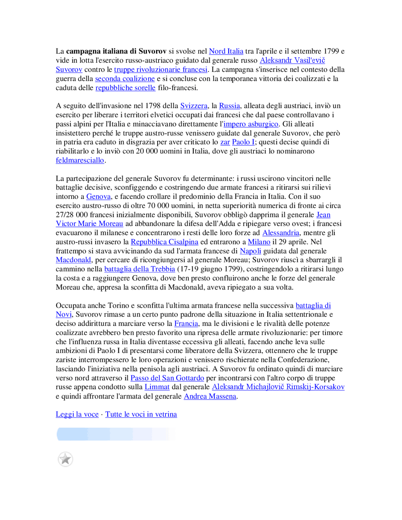 La campagna italiana di Suvorov si svolse nel Nord Italia tra l. Docsity