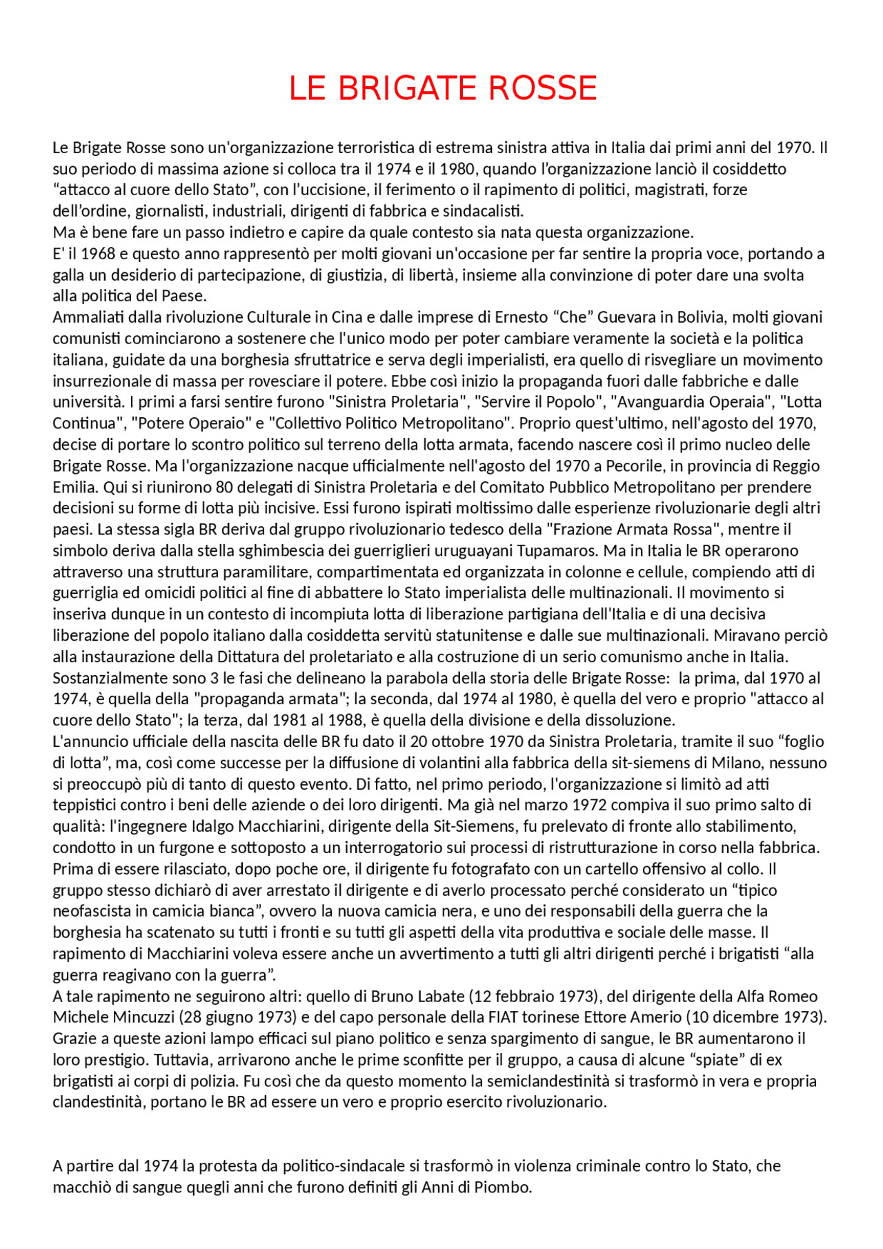 brigate rosse una storia italiana