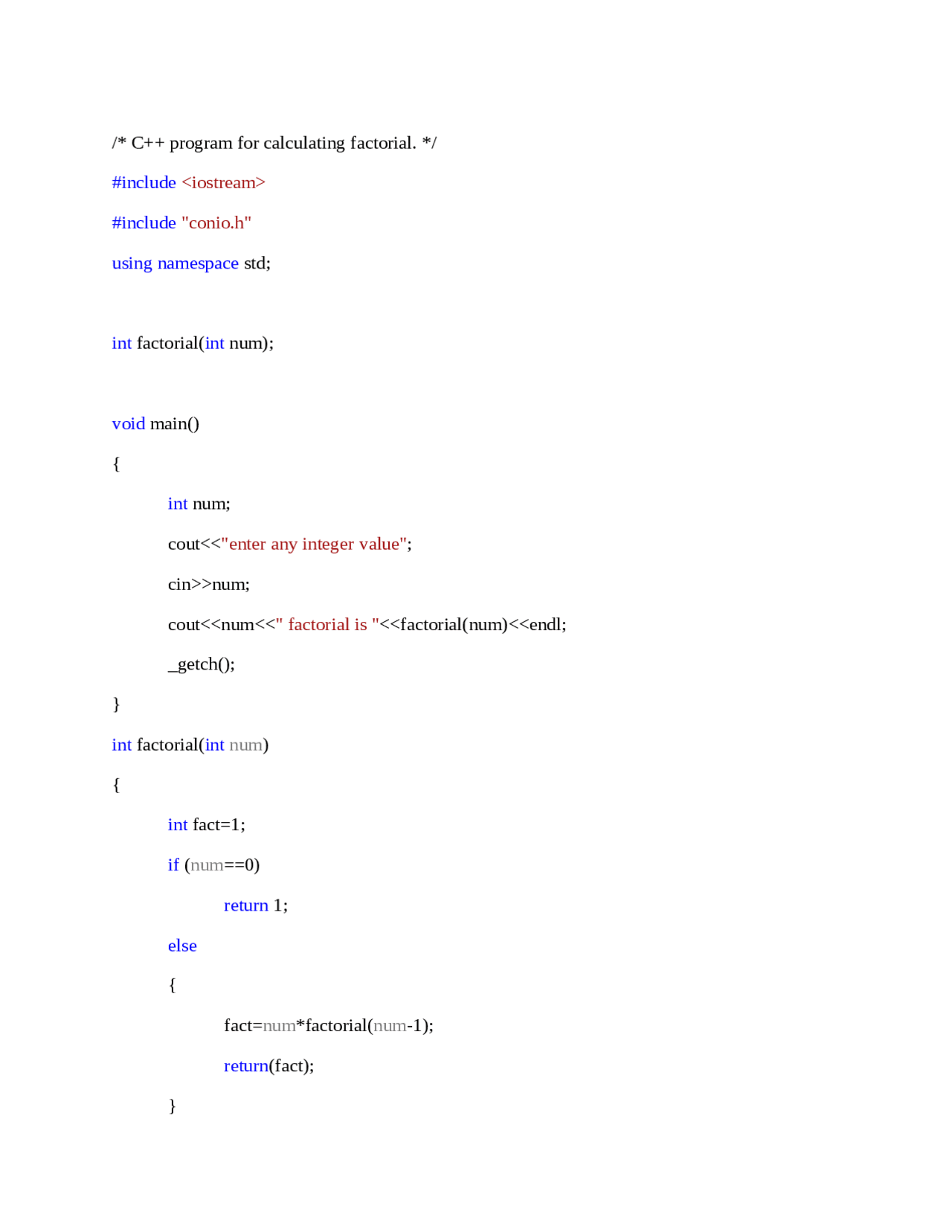 Factorial c++ program - Docsity