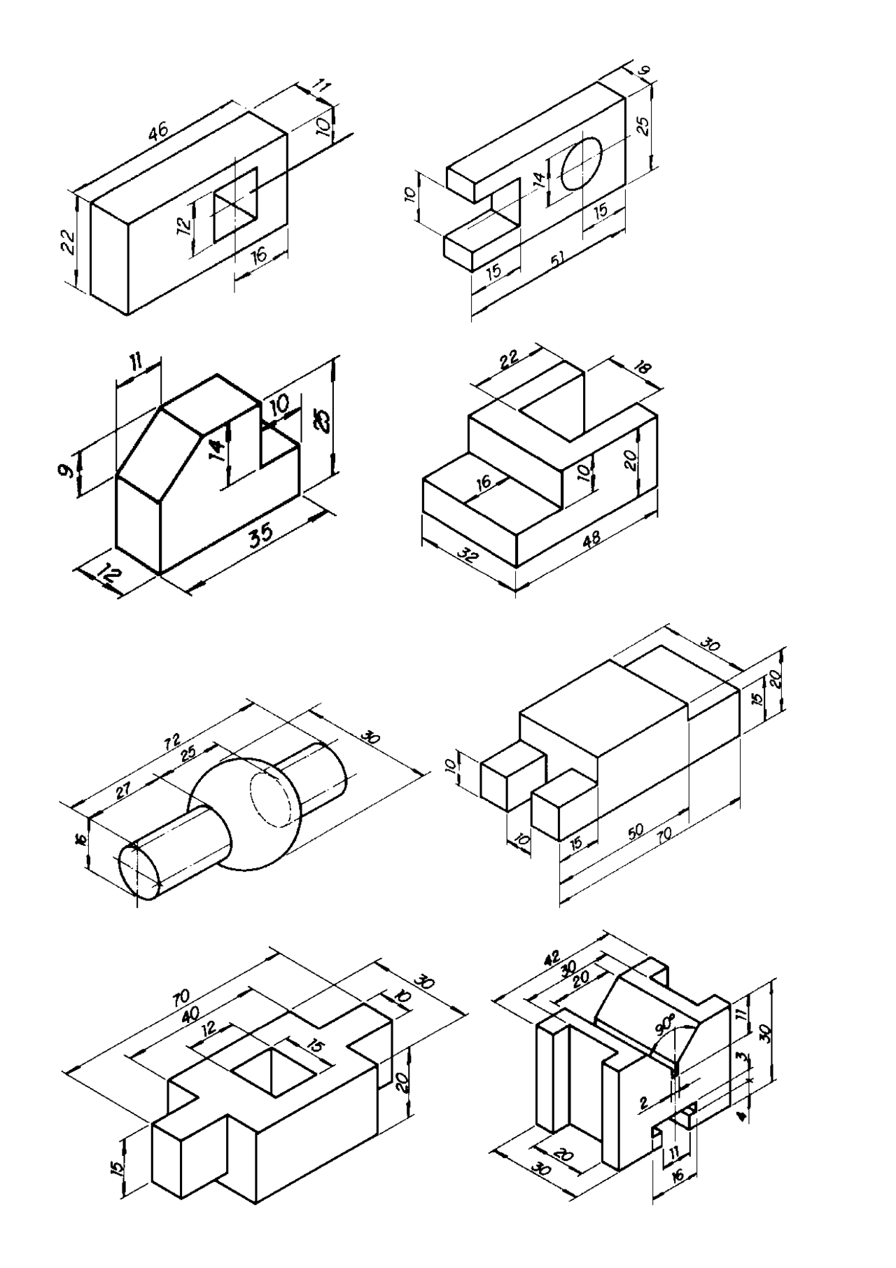 EXERCICIOS DE DESENHO TECNICO PARA INVENTOR OU AUTOCAD | Exercícios ...