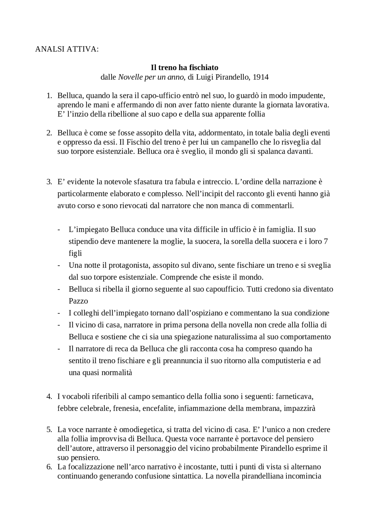 ANALISI E COMMENTO della novella Il treno ha fischiato, Luigi Pirandello, 1914 Appunti di ANALISI E COMMENTO della novella Il treno ha fischiato, Luigi Pirandello, 1914 Appunti di