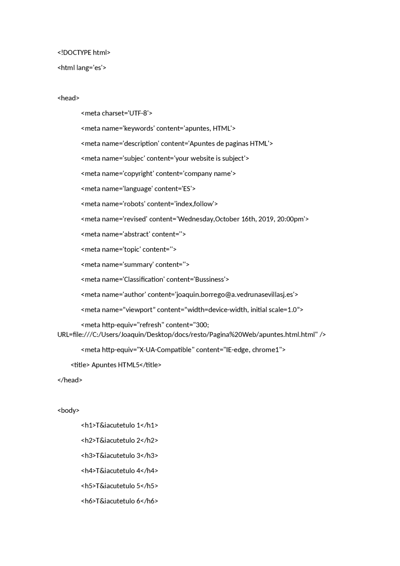 Apuntes HTML para desarrollo web - Docsity