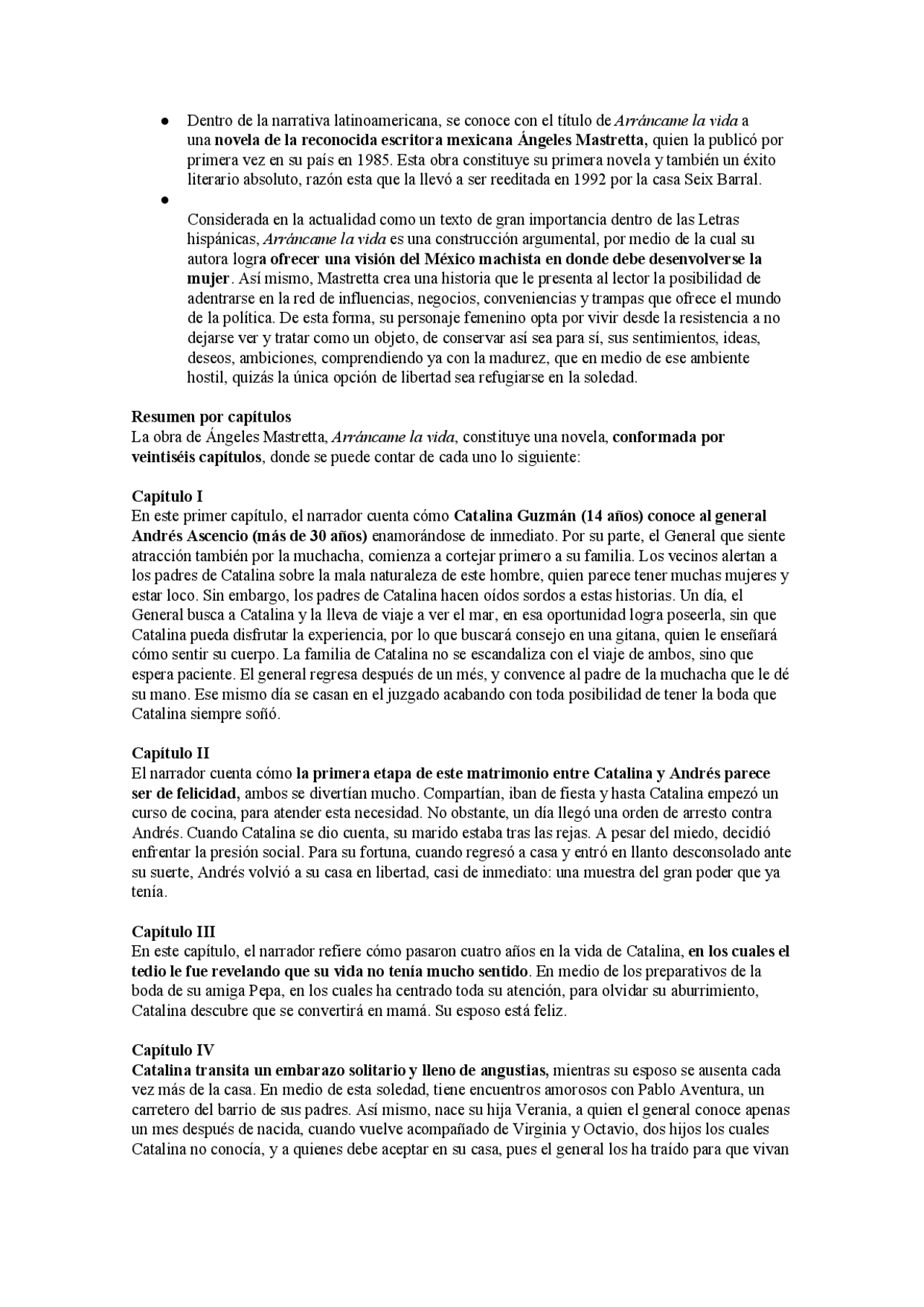 Riassunto Arrancame La Vida Docsity
